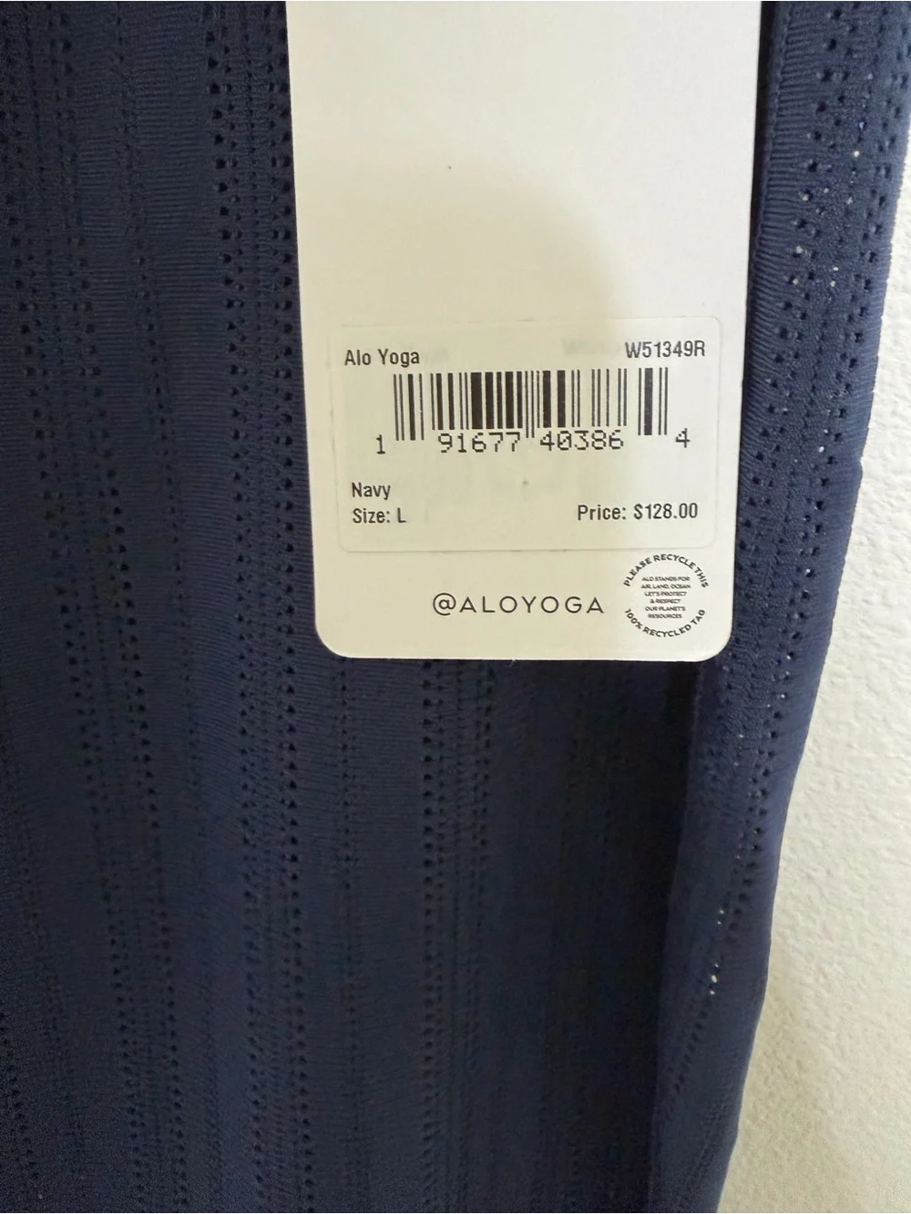 ALO Yoga Navy High Waist Euphoria Pointelle Semi Sheer Leggings Size Large NWT